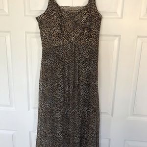 Long animal print dress.